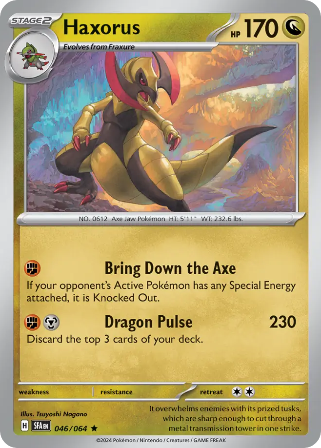 Haxorus 046/064 Rare Shrouded Fable Pokemon Holo NM