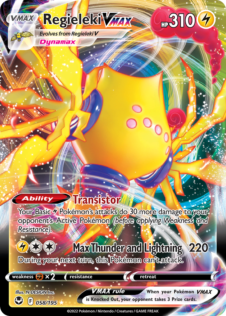 Regieleki VMAX 058/195 Holo Ultra Rare Silver Tempest