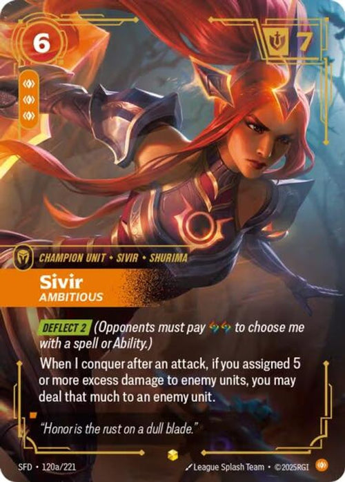 Sivir - Ambitious (Alternate Art) 120A/221 Spiritforged Riftbound Foil NM