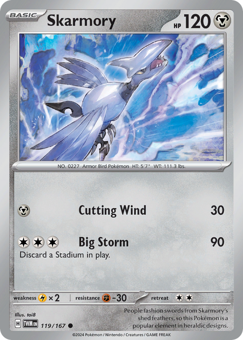 Skarmory 119/167 Common Twilight Masquerade Reverse Holo