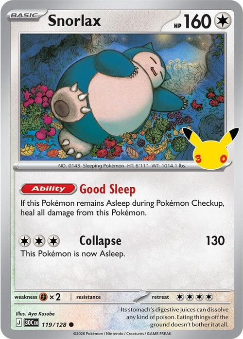 Snorlax 119/128 ME: 30th Celebration Holo