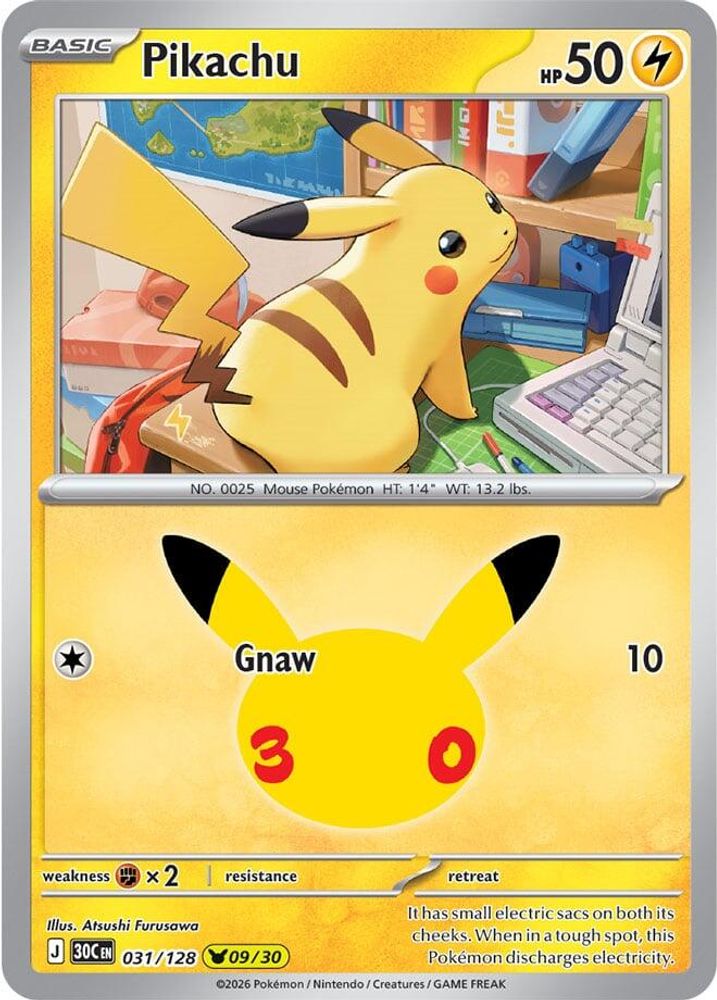 Pikachu 031/128 Holo Pikachu Rare ME: 30th Celebration