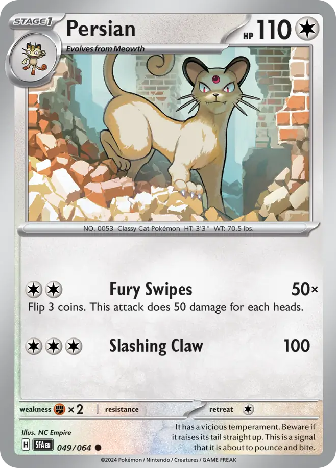 Persian 049/064 Common Shrouded Fable Pokemon NM