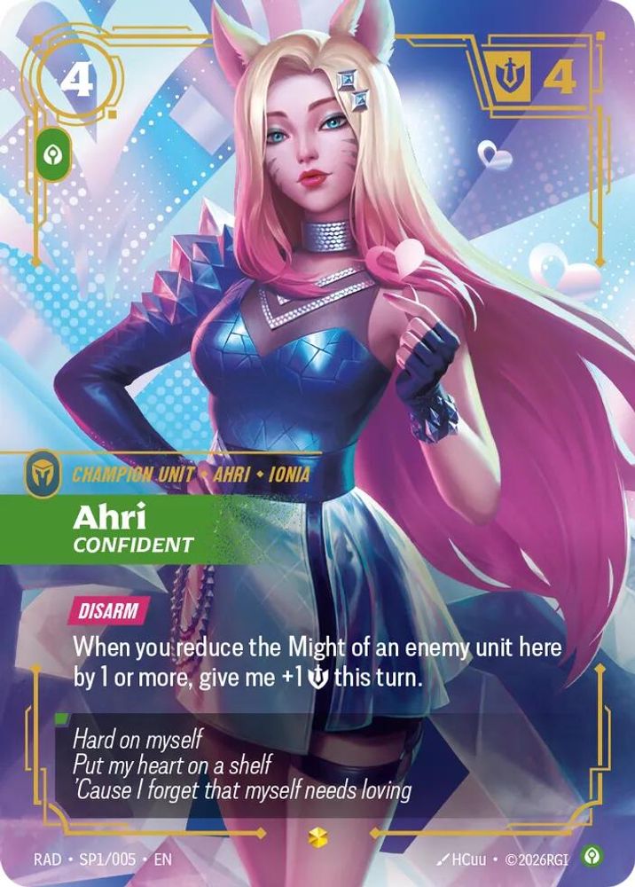Ahri, Confident (SP) SP1/005 Showcase Radiance Riftbound Foil NM