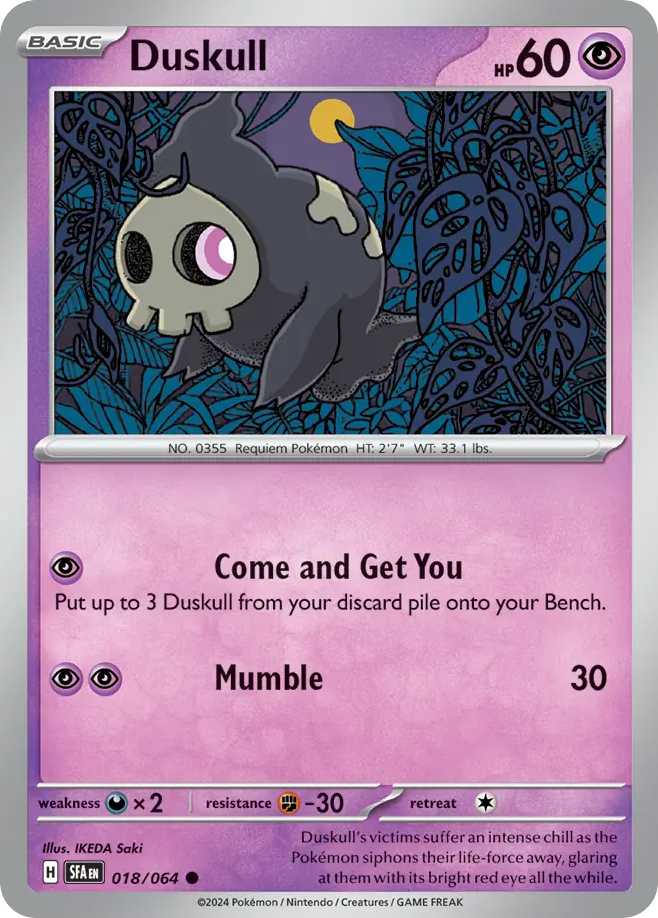 Duskull 018/064 Common Shrouded Fable Pokemon NM