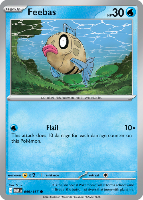 Feebas 049/167 Common Twilight Masquerade Reverse Holo