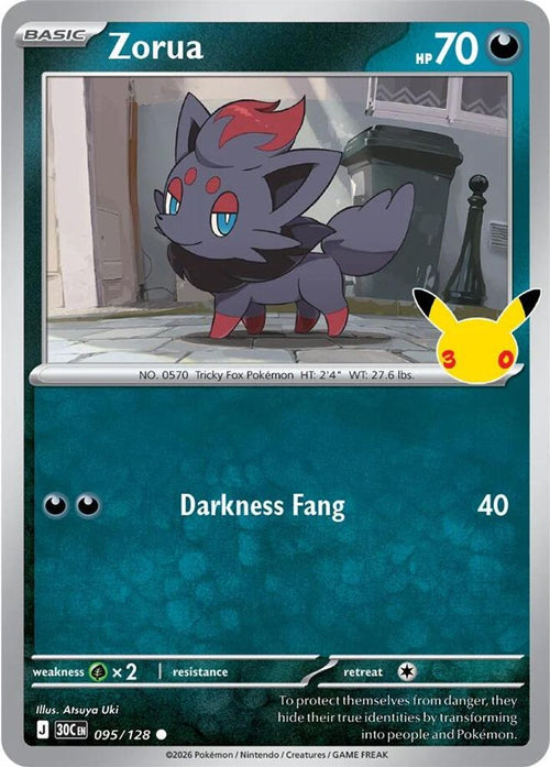 Zorua 095/128 Common ME: 30th Celebration Holo