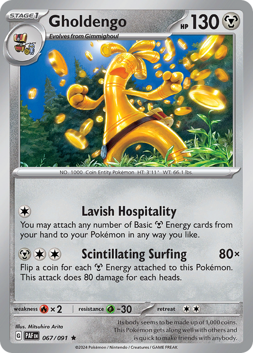 Gholdengo 067/091 Rare Paldean Fates Holo