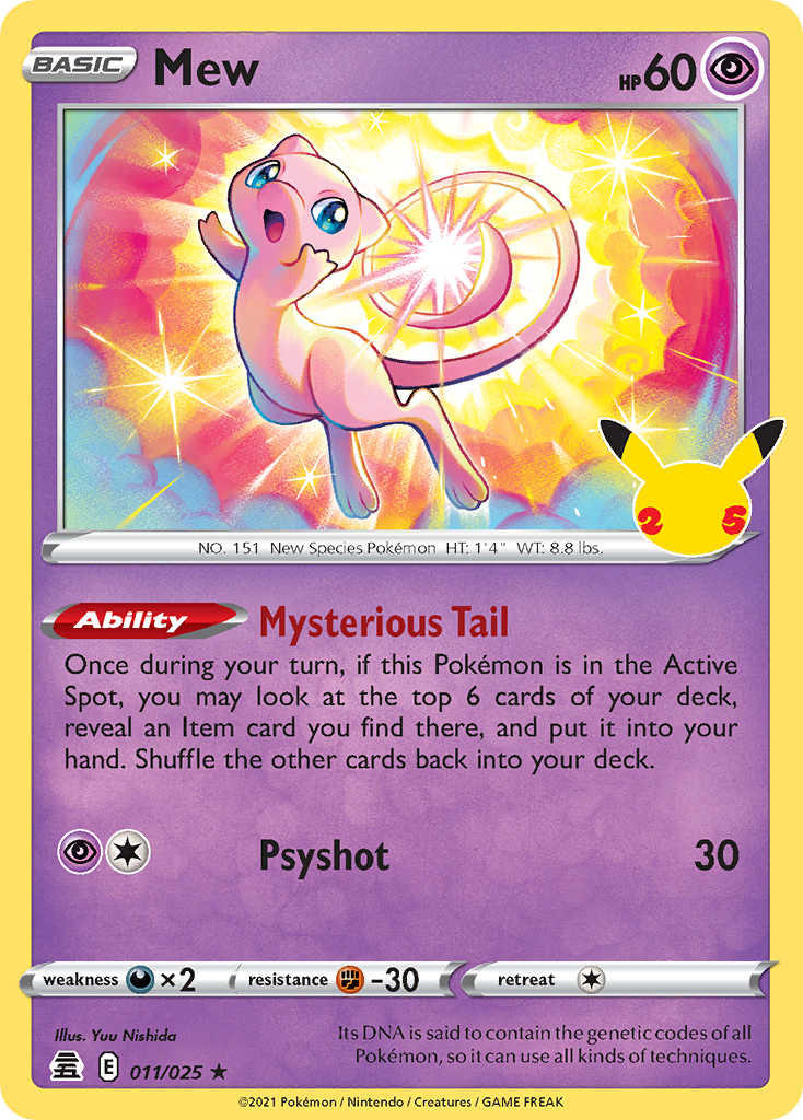 Mew 011/025 Holo Rare Celebrations Pokemon NM