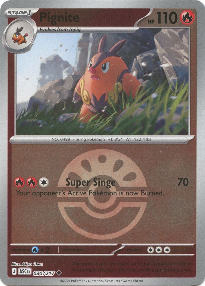 Pignite (Friend Ball) 030/217 Uncommon Ascended Heroes Pokemon Reverse Holo NM