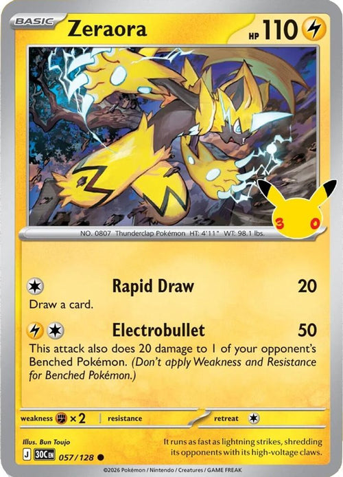 Zeraora 057/128 Holo Common ME: 30th Celebration