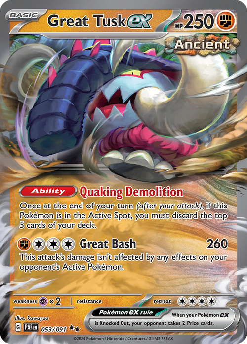 Great Tusk ex 053/091 Double Rare Paldean Fates Holo