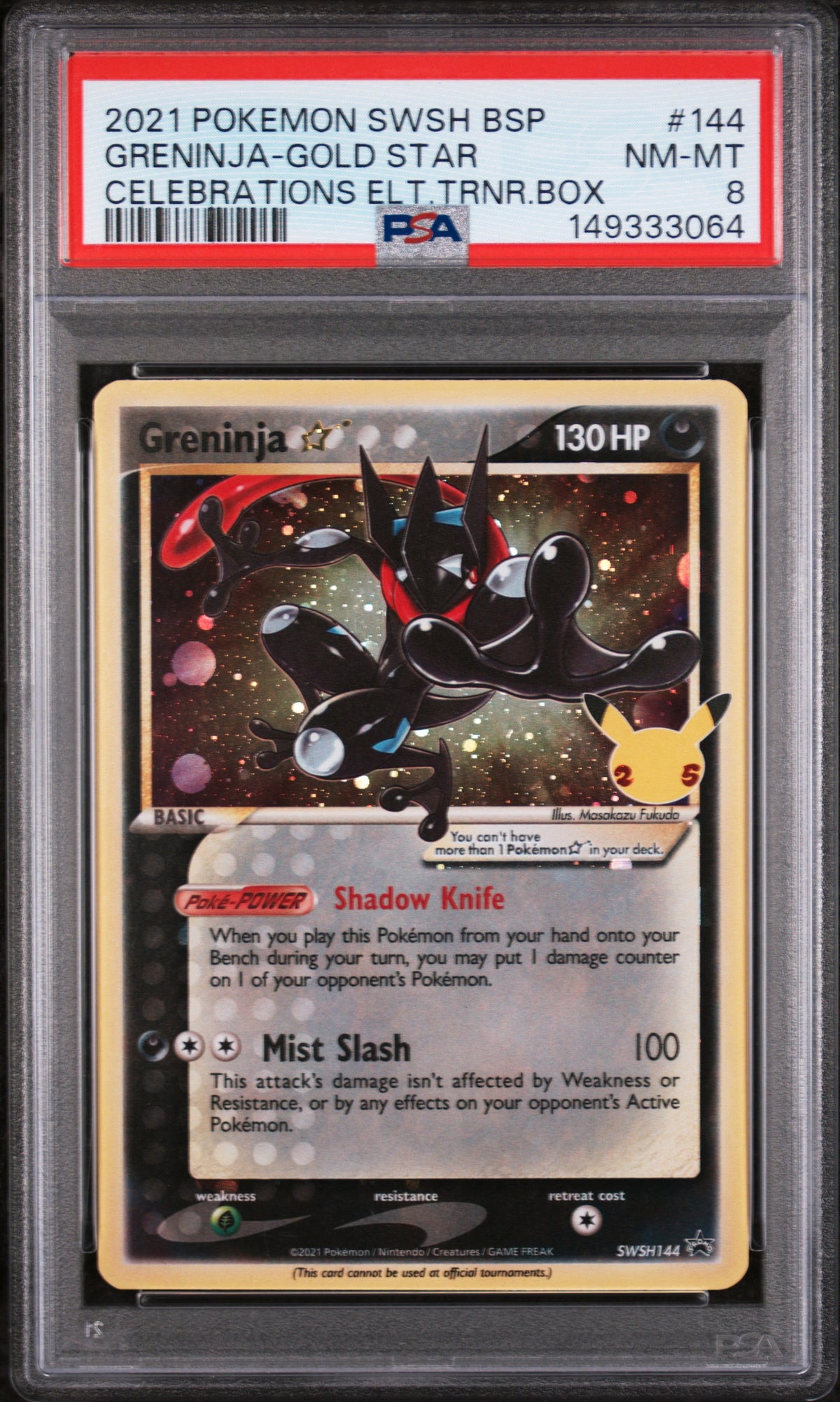 Greninja-Gold Star 144 Celebrations Elite Trainer Box Pokemon PSA 8 Nm-Mt